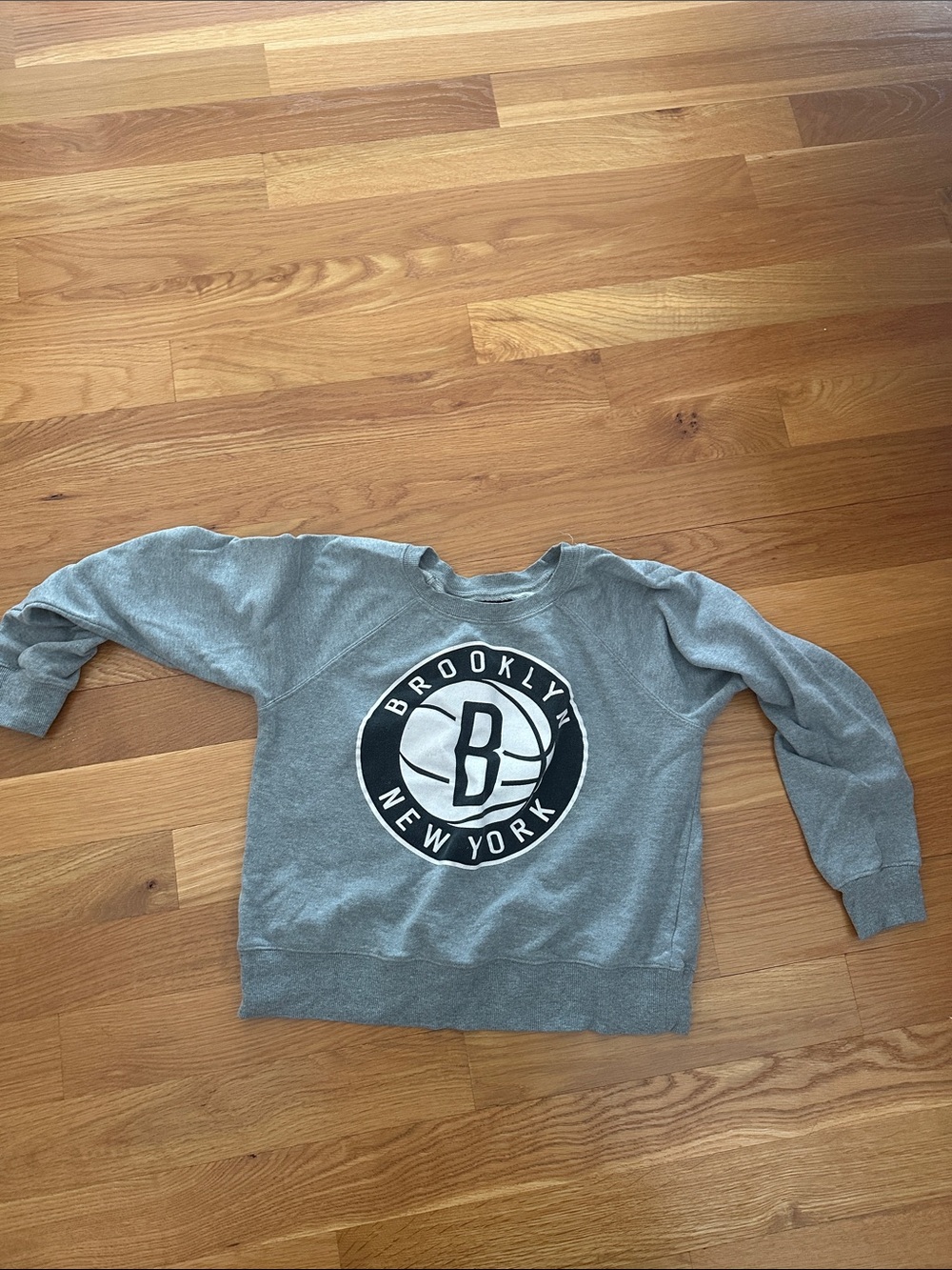 NBA Women's Grey Brooklyn New York Logo Crewneck Sweatshirt